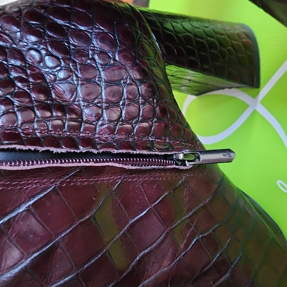 Sam Edelman Codie 2 Boots Red Bordeaux Burgundy Croc Size 9.5 - Picture 7 of 14